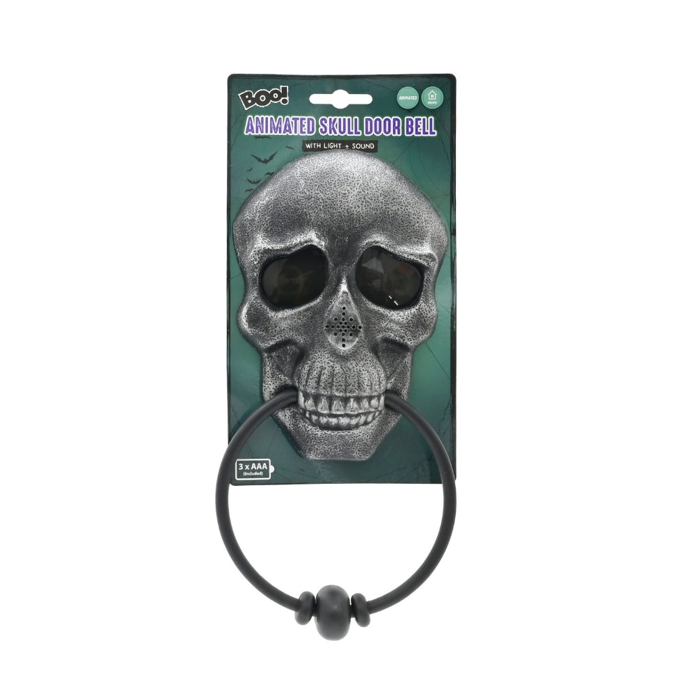 Halloween Animated Skull Doorbell | Battery Operated, 18.5cm, Assorted