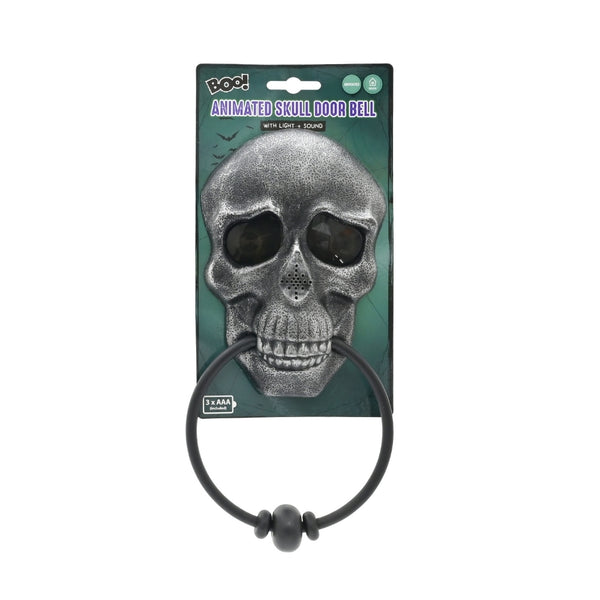 Halloween Animated Skull Doorbell | Battery Operated, 18.5cm, Assorted