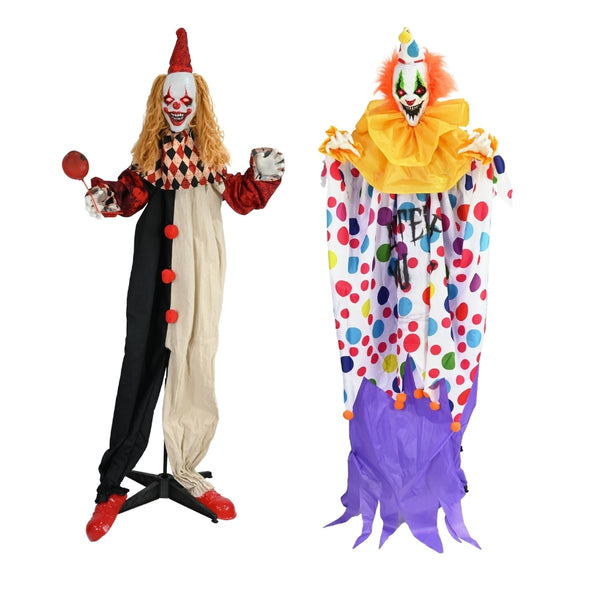 Halloween Animated Standing Evil Clown Decoration | 1.8M, Battery Operated