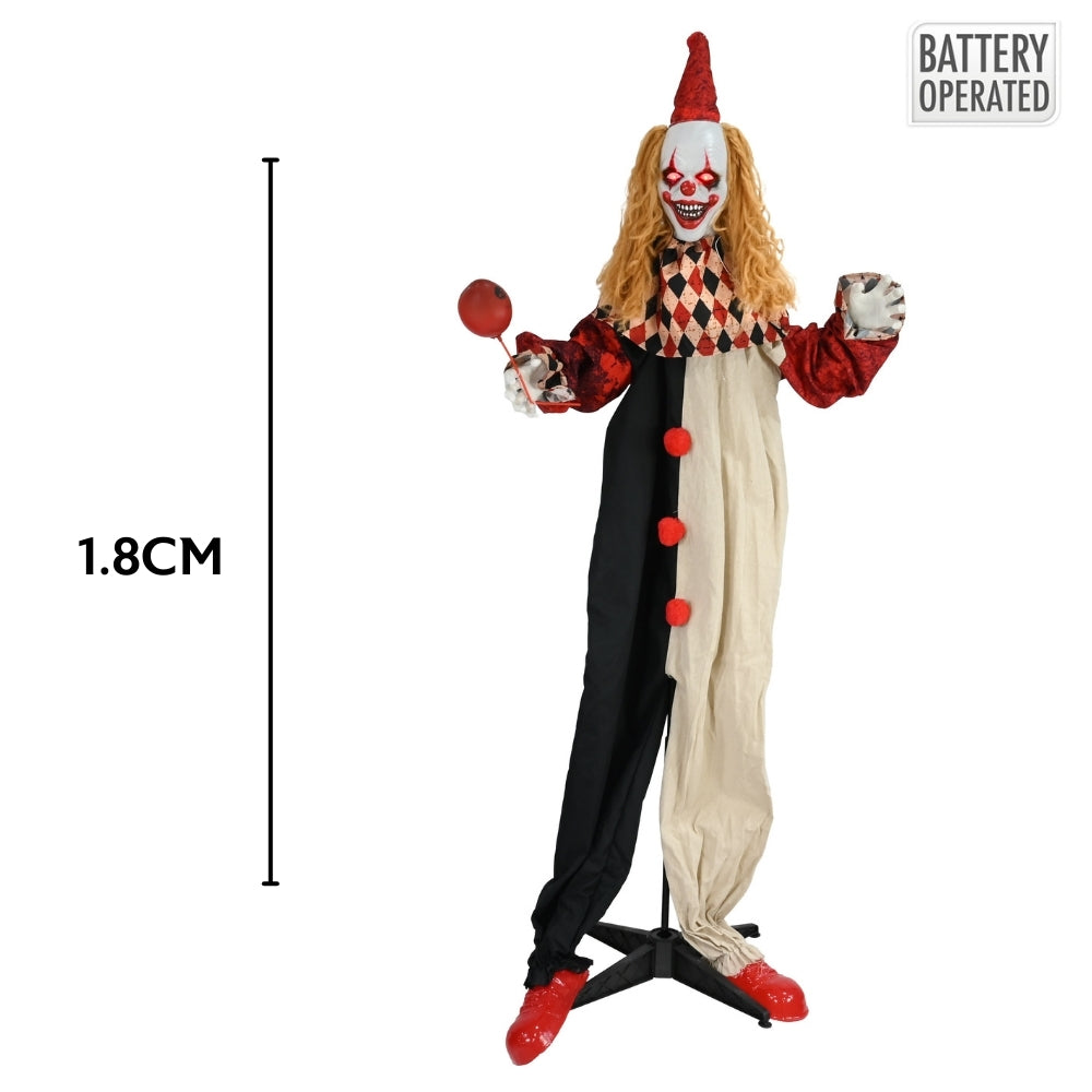 Halloween Animated Standing Evil Clown Decoration | 1.8M, Battery Operated