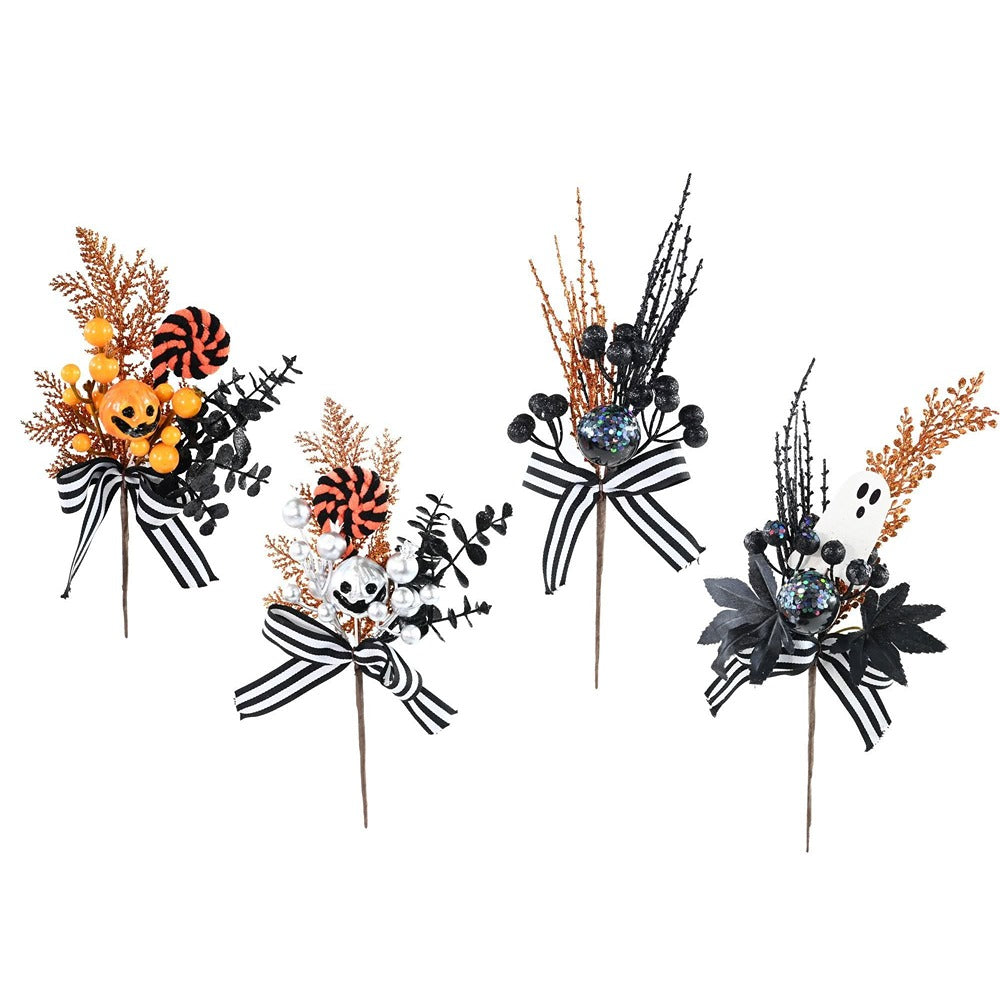 Halloween Pumpkin Floral Pick - 28cm, Assorted Designs and Colours