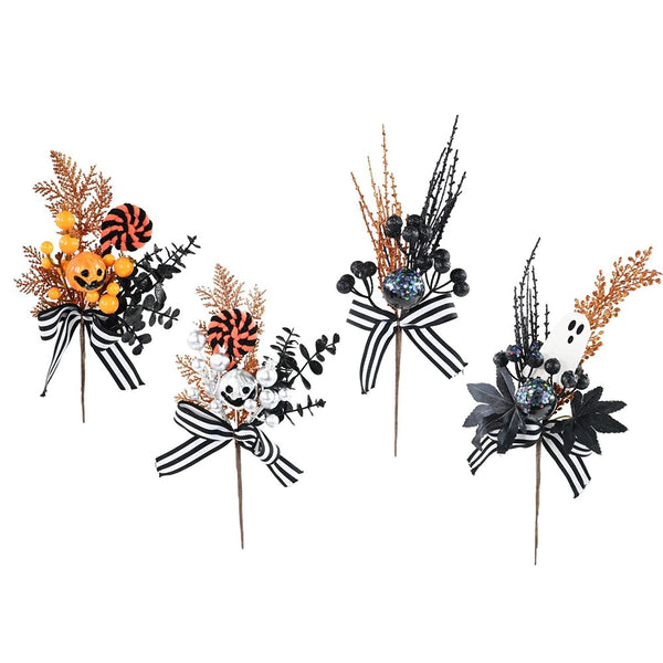 Halloween Pumpkin Floral Pick - 28cm, Assorted Designs and Colours