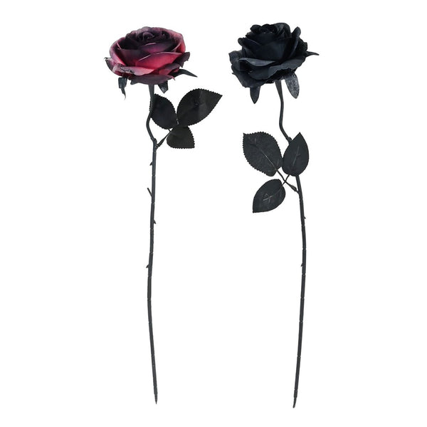 Gothic Artificial Rose Decoration - 50cm, Assorted Colours, Black Stem