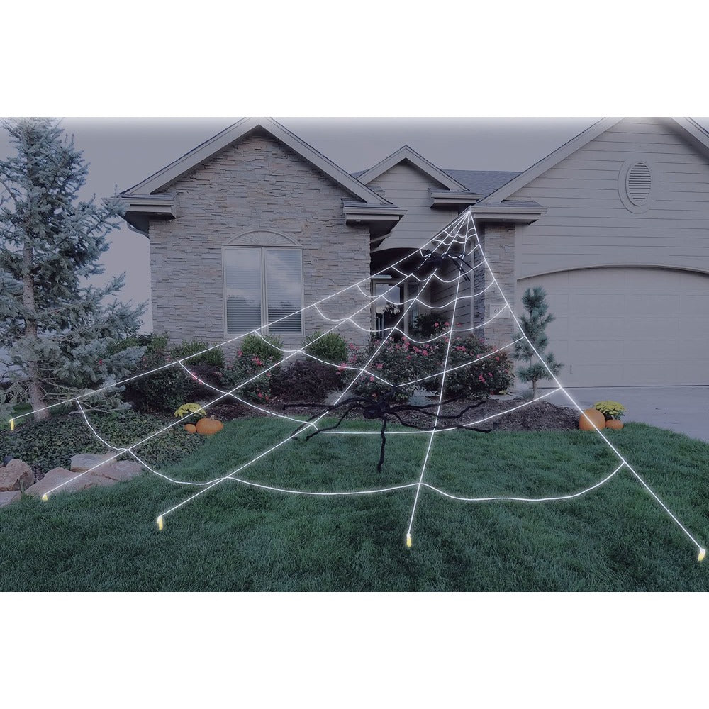 Mega Illuminated Outdoor Spider Web Halloween Decoration - 6.9 x 5.7m