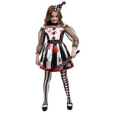 Bloody Circus Clown Kids' Costume - Dress, Mini Hat and Mismatched Tights