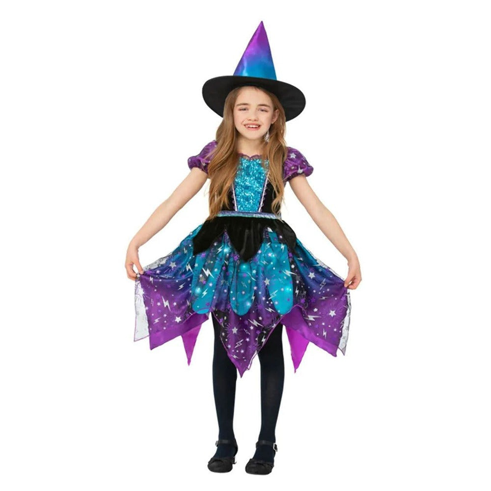 Starlight Witch Kids' Fancy Dress Costume - Turquoise, Purple and Black