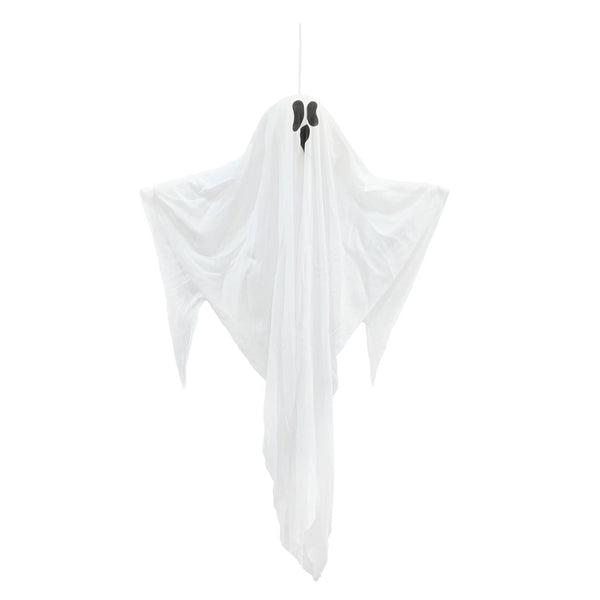 Hanging Ghost Halloween Decoration - 90cm, White and Black Draped Fabric