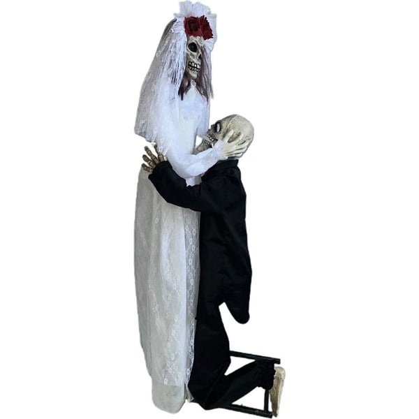 Animated Skeleton Bride and Groom Halloween Decoration - 2m, Freestanding