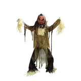 Animated Haunted Pumpkin Man Halloween Decoration - 1.9m, Tattered Clothing