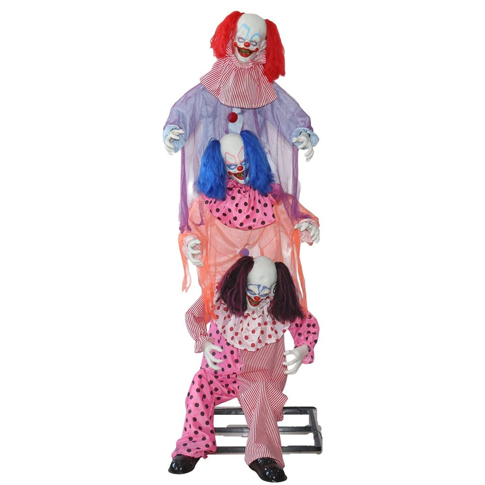 Animated Evil Clown Trio Halloween Decoration - 2m, Assorted Colours