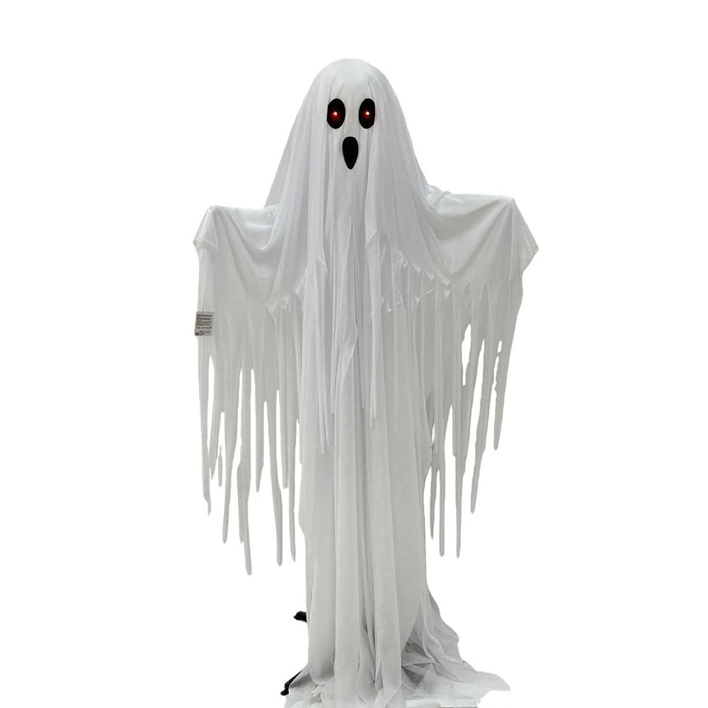 Animated Standing Ghost Halloween Decoration - 1.8m, Illuminated Red Eyes