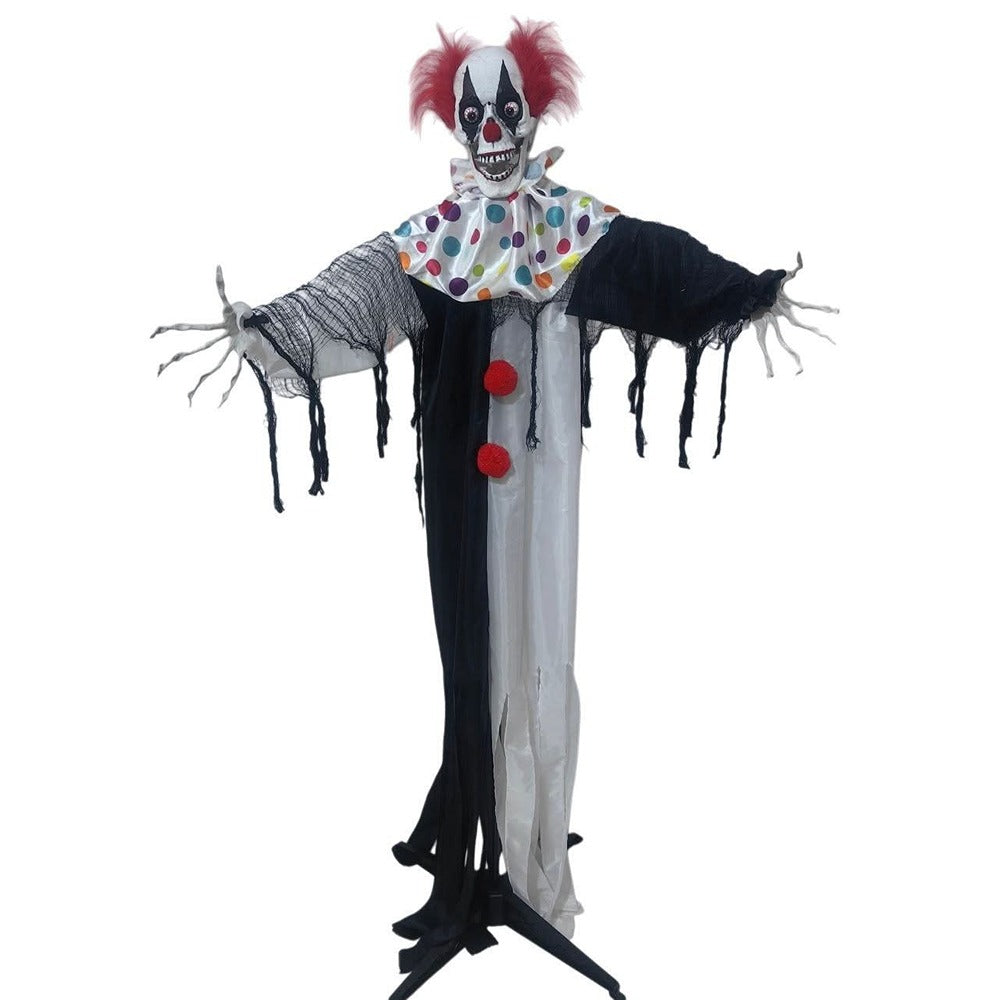 Animated Creepy Standing Clown Halloween Decoration - 1.7m, Freestanding