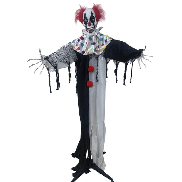 Animated Creepy Standing Clown Halloween Decoration - 1.7m, Freestanding