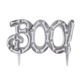 Boo Metallic Silver Halloween Yard Stake Sign - 32cm, Raised Bone Detail