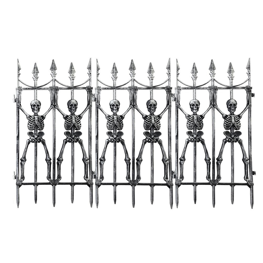 Gothic Skeleton Fence Halloween Decoration - 1.4m, Foldable Panels