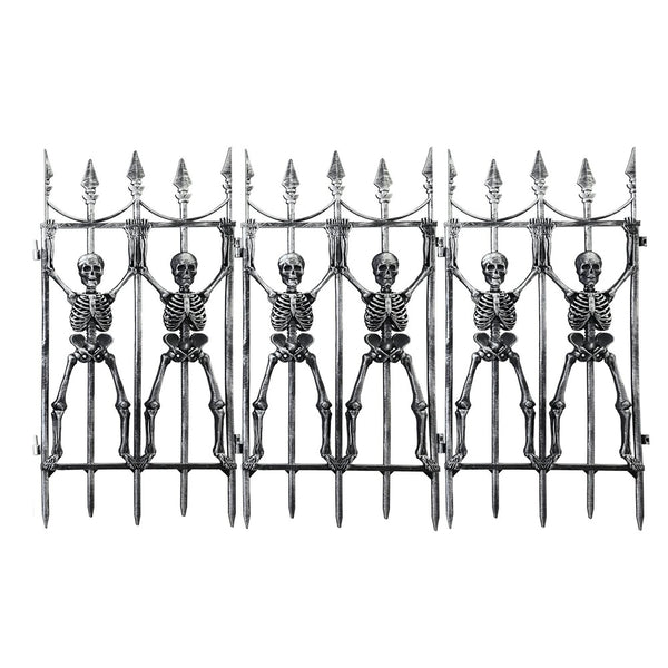 Gothic Skeleton Fence Halloween Decoration - 1.4m, Foldable Panels