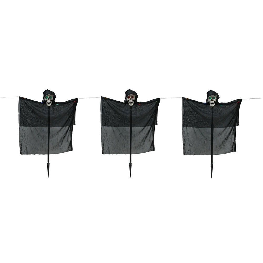 Grim Reaper Light-Up Lawn Stakes - 82cm, Pack of 3, Assorted Colours