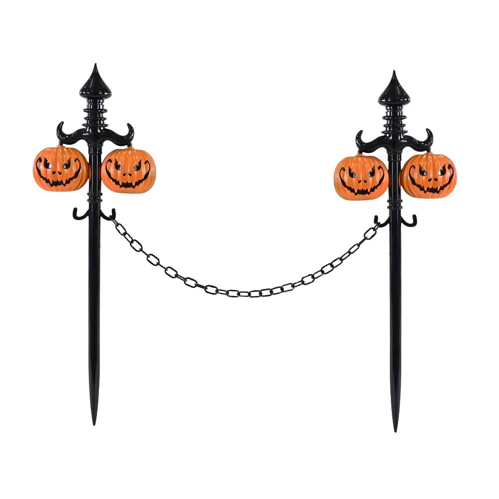 Halloween Pumpkin Garden Stake with Chain - 53cm, Orange and Black