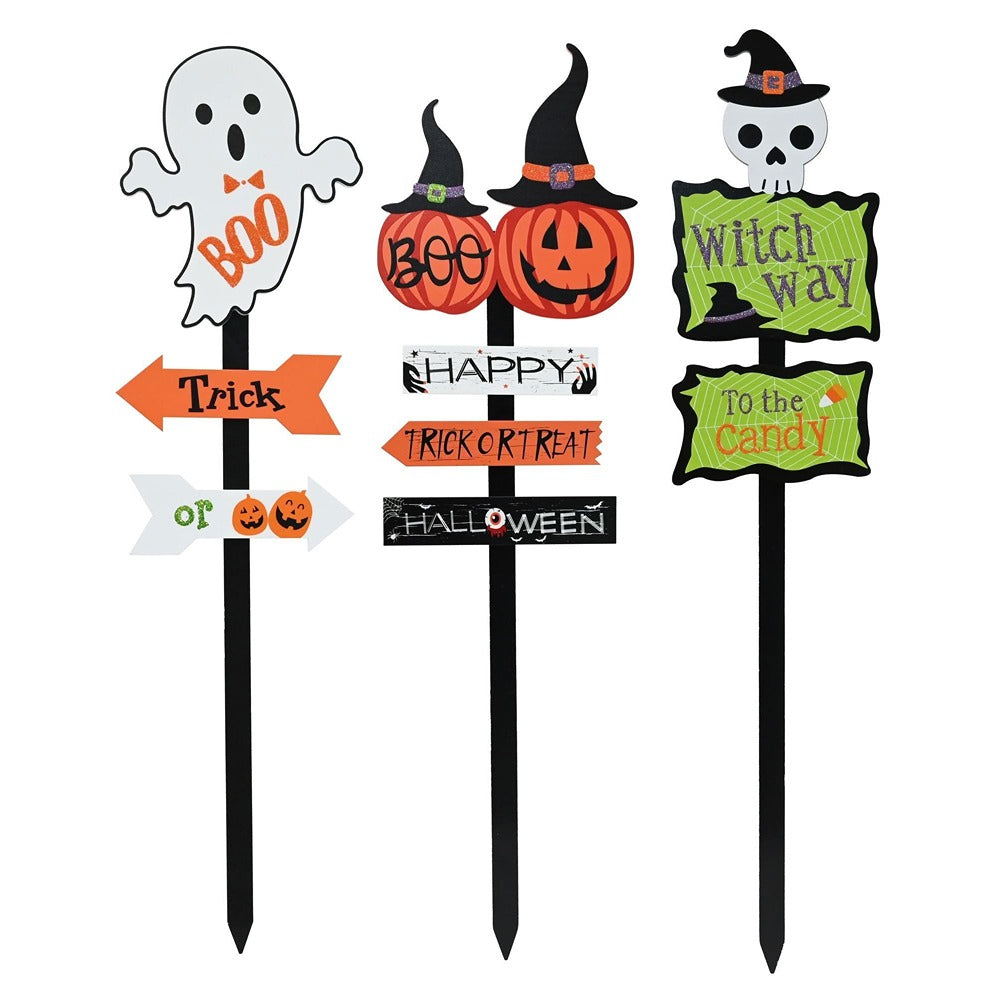 Halloween Road Sign Garden Stakes - 72cm, Assorted Designs and Colours