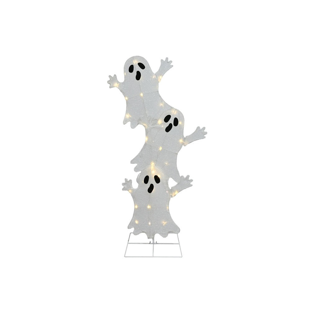 Twinkling Stacked Ghost Halloween Decoration - Warm White Lights, 1.03m