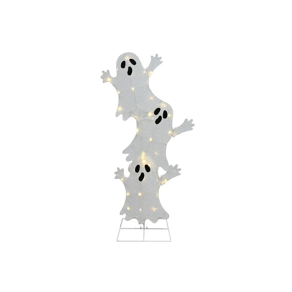 Twinkling Stacked Ghost Halloween Decoration - Warm White Lights, 1.03m