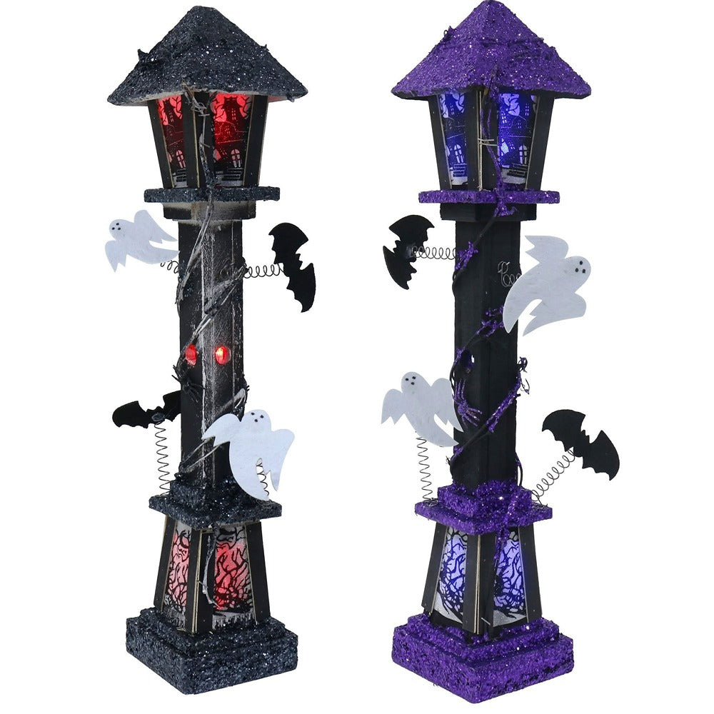 LED Haunted Glitter Lamp Post Halloween Decoration - 60cm, Assorted Colours