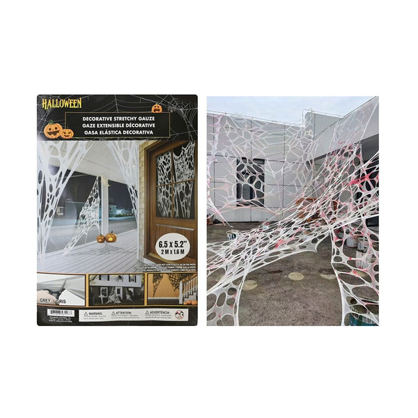 Stretchy Spiderweb Gauze Halloween Decoration - 2 x 1.6m, Assorted Colours