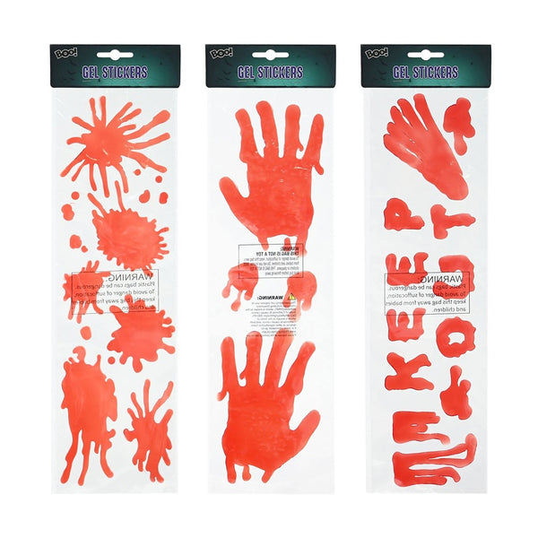 Bloody Gel Halloween Stickers - Assorted Designs, Raised Red Texture