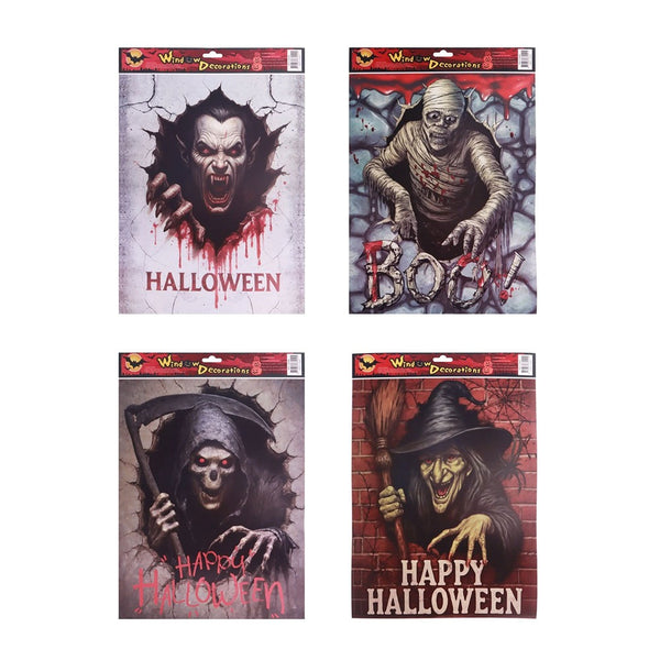 Gruesome Halloween Window Stickers - Assorted Horror Character Designs