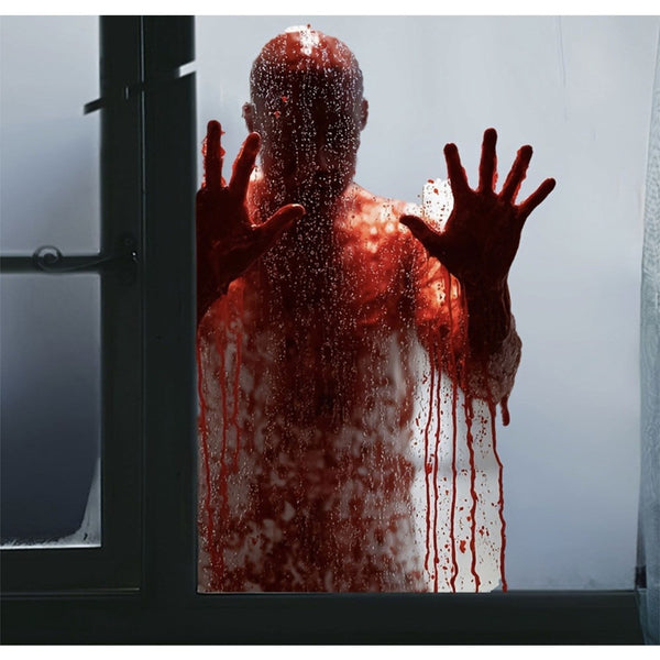 Bloody Zombie Window Decal - Realistic Blood-Red Halloween Splatter