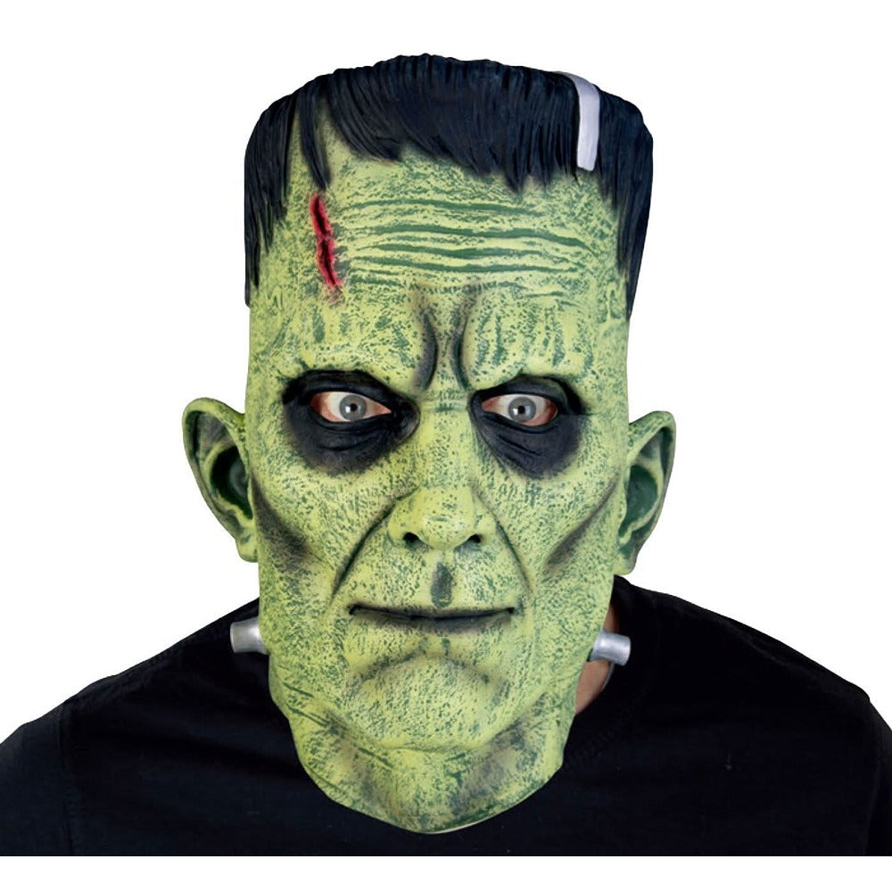 Classic Frankenstein Full-Face Latex Costume Mask - Green, Neck Bolts