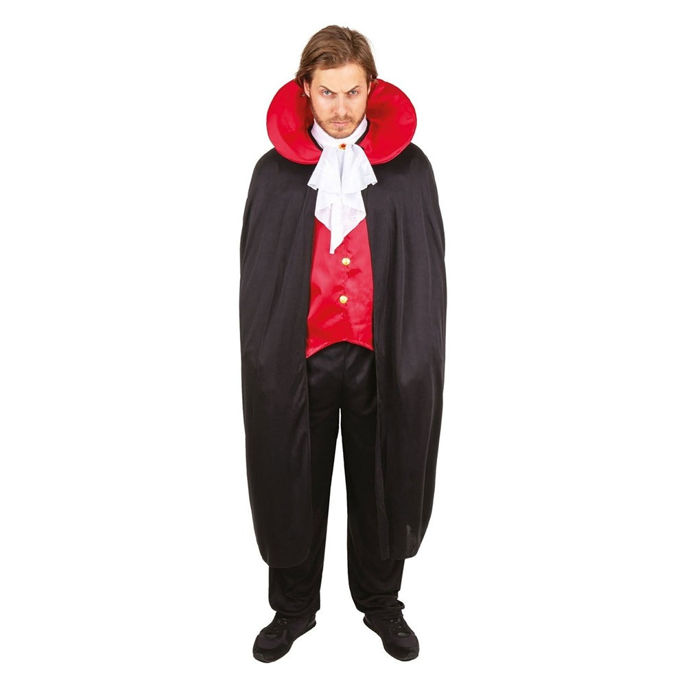 Adult Count Dracula Vampire Costume - Black Cape, Red Waistcoat and Trousers