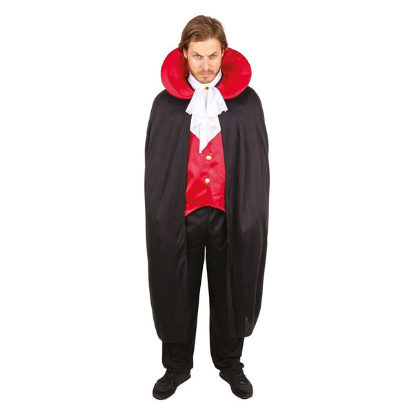 Adult Count Dracula Vampire Costume - Black Cape, Red Waistcoat and Trousers