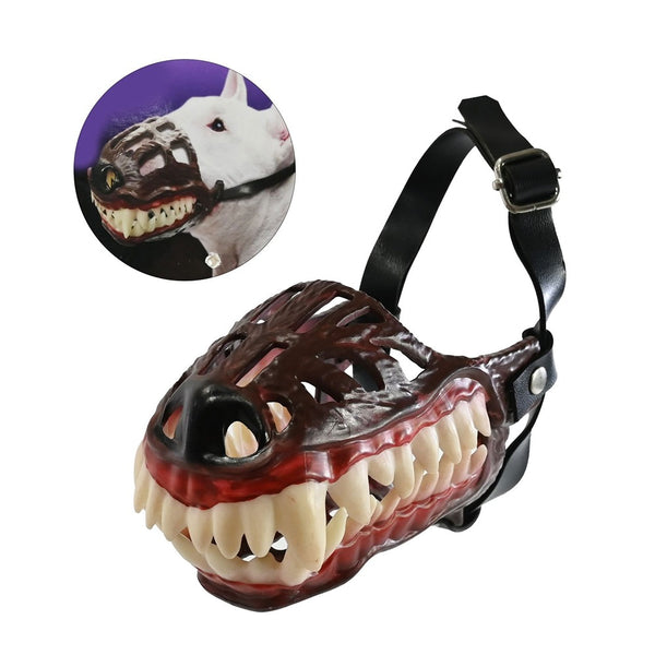 Skeletal Monster Dog Muzzle - 13cm, Adjustable Straps, Open Cage