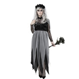 Gothic Ghost Bride Adult Fancy Dress Costume - Black Lace, Veil and Headpiece