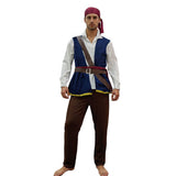 Classic Buccaneer Men's Pirate Fancy Dress Costume - Navy Blue, Belt and Sash