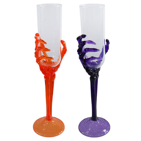 Gothic Skull-Hand Stemmed Champagne Glass - 150ml, Assorted Colours