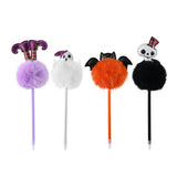 Boo Puffy Pom-Pom Novelty Pens - Assorted Halloween Designs and Colours