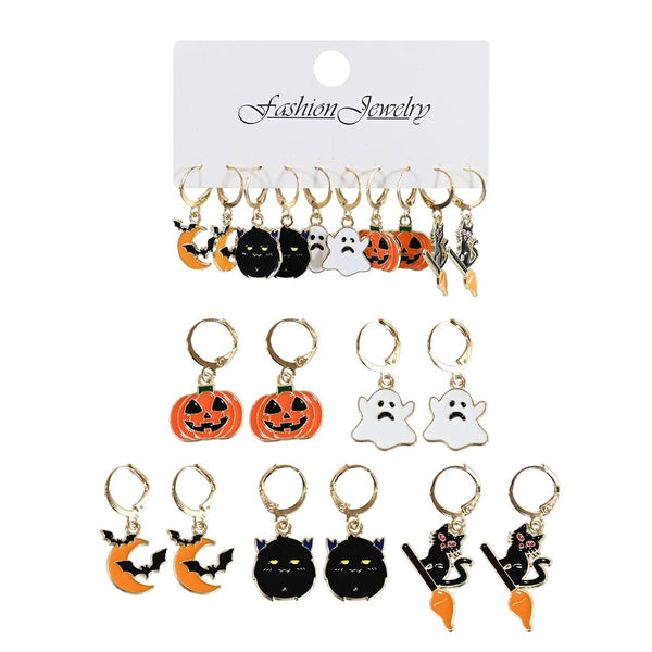 Little Spook Halloween Drop Earrings - Pack of 5, Assorted Designs