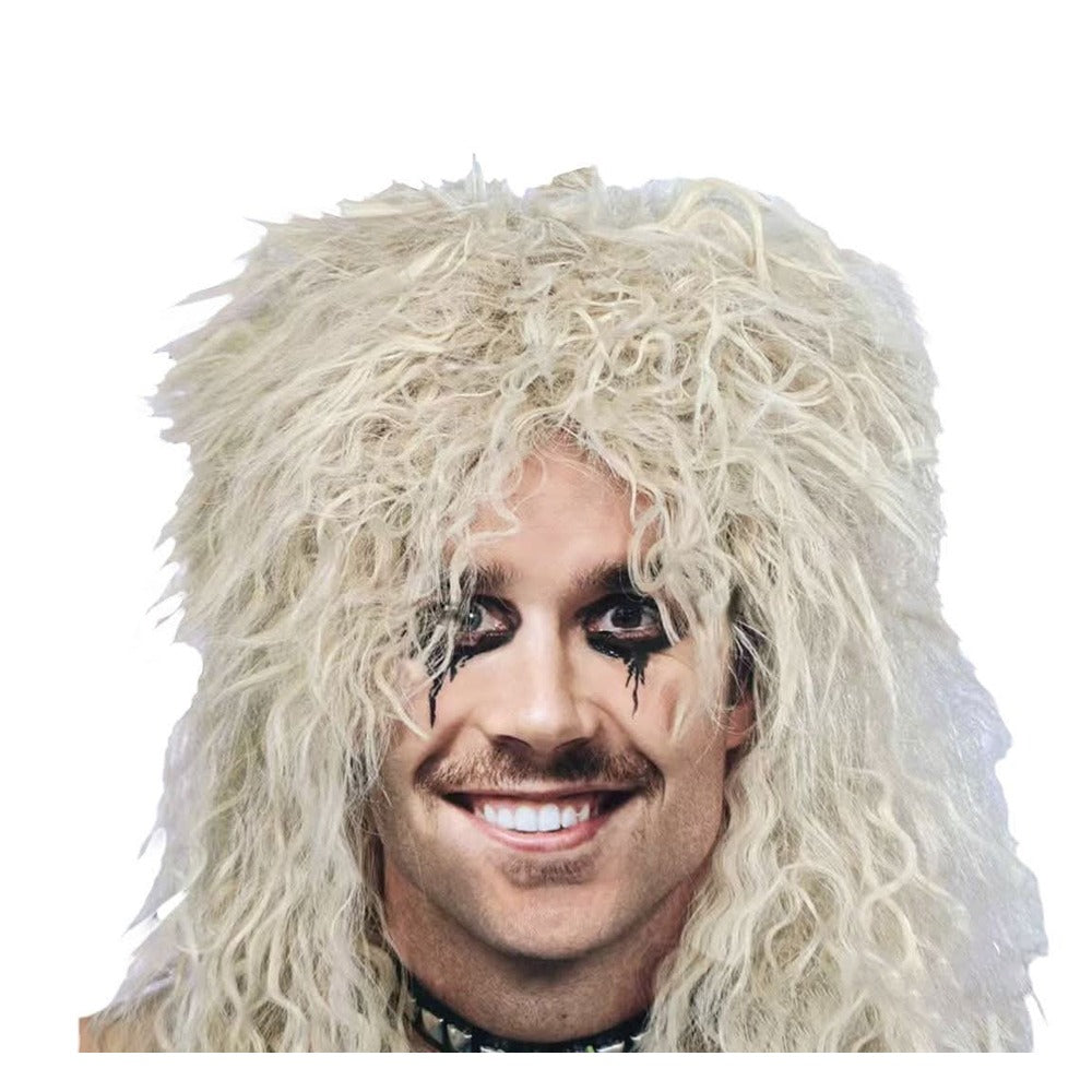 Adult Punk Rock Star Costume Wig - Platinum Blonde, Long Layered Style