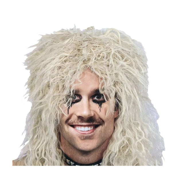 Adult Punk Rock Star Costume Wig - Platinum Blonde, Long Layered Style