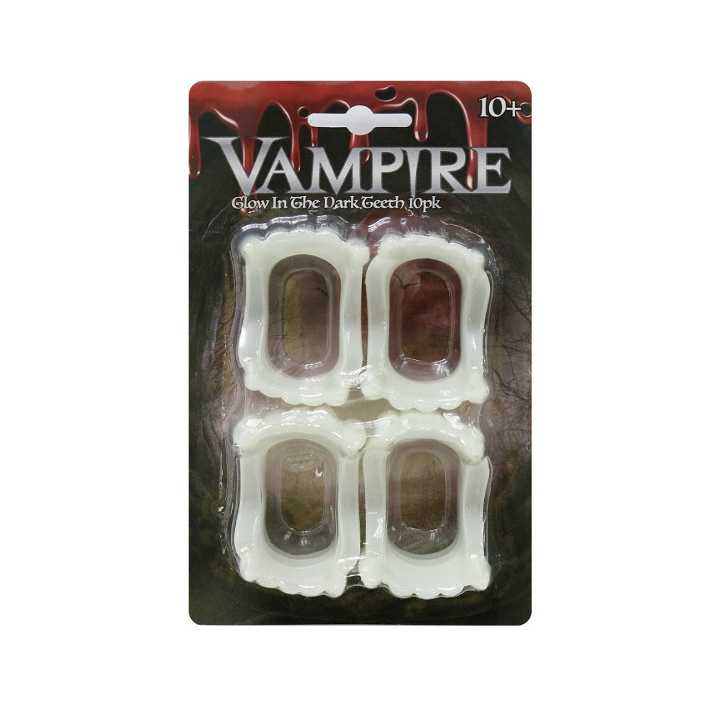 Halloween Vampire Glow in the Dark Teeth | 6cm, Pack of 10