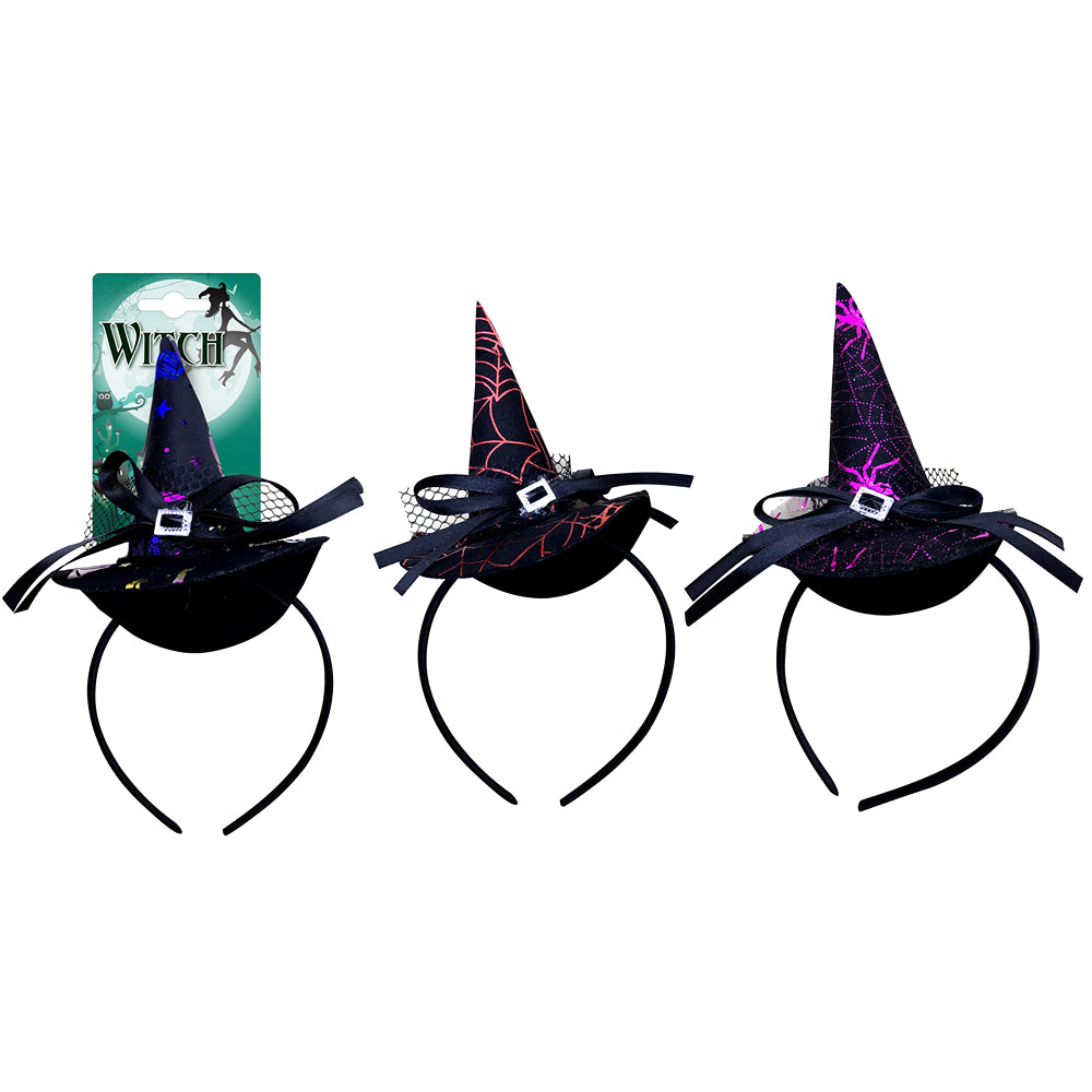 Boo! Mini Witches Hat Headband with Bow | Assorted