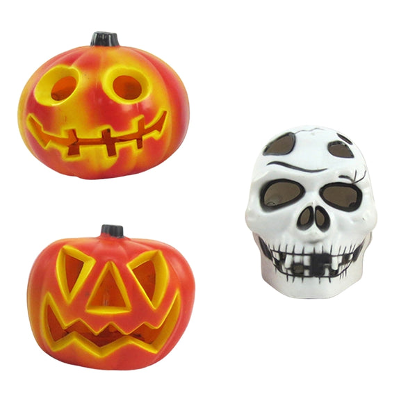 Halloween LED Flashing Skull and Pumpkin Lights | 10 x 10 x 8cm