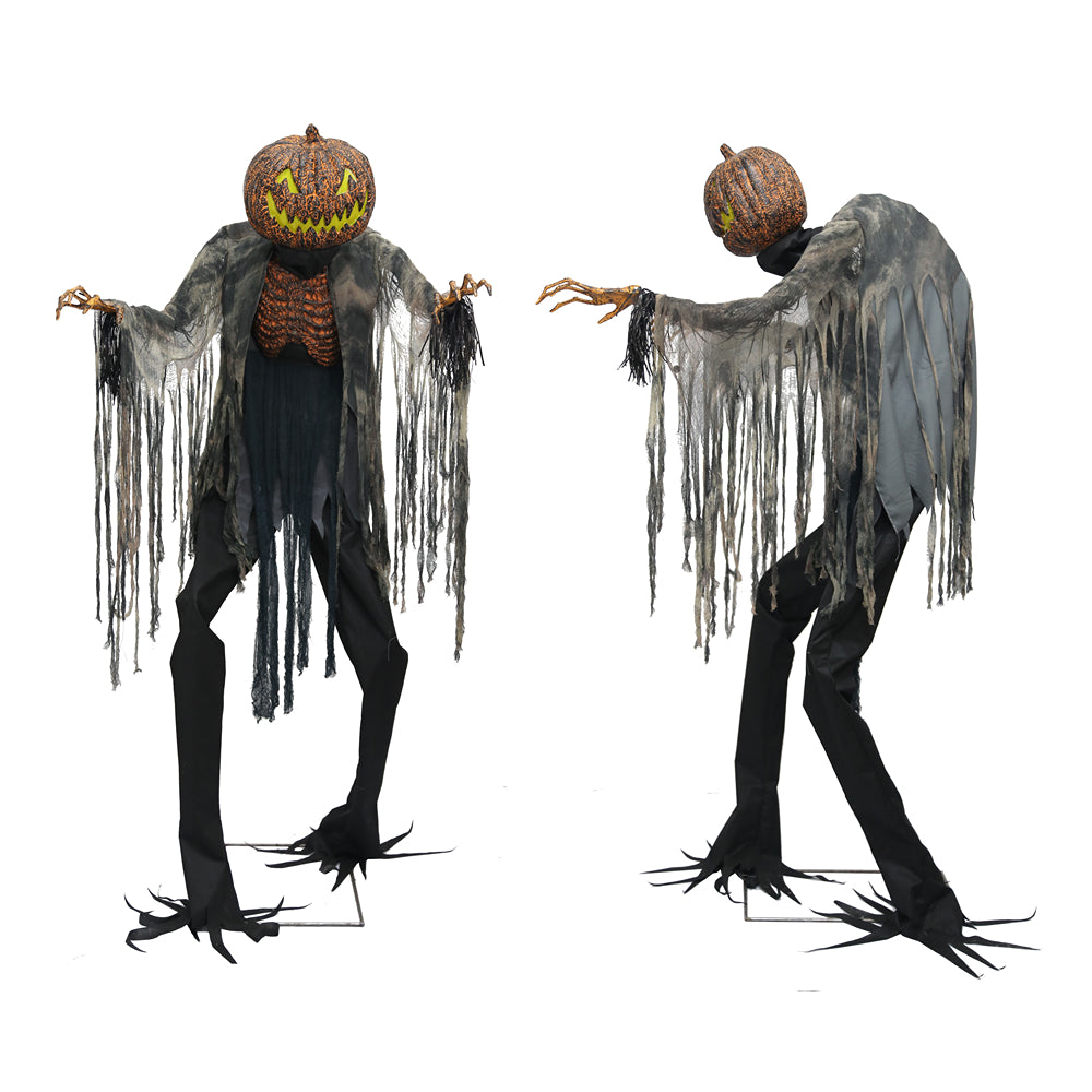 Boo! Animated Scorched Pumpkin Scarecrow | 2m