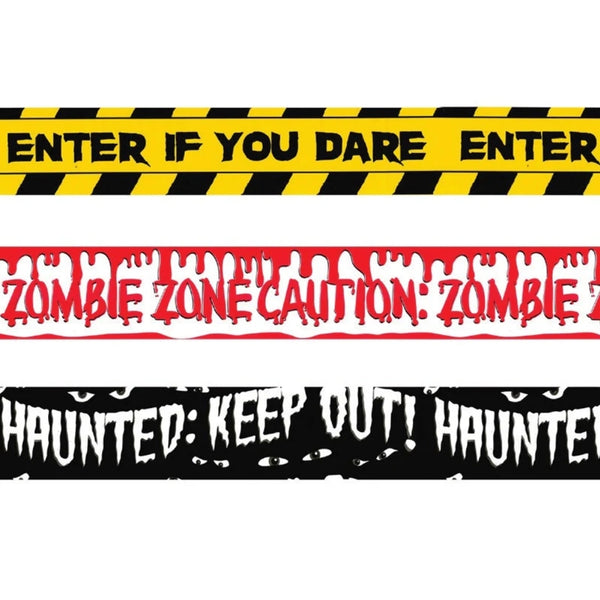 Halloween Warning Fright Tape | Pack of 3, 3m Each, 7.6cm Width