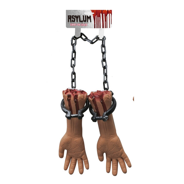 Halloween Bloody Severed Limbs with Chains Props | Asylum Theme, 35 x 12 x 7cm