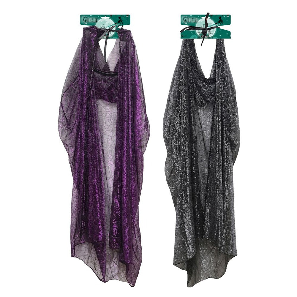 Witch Spiderweb Glitter Cape Costume Accessory - Assorted Colours, Sheer Fabric