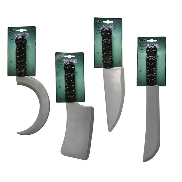 Halloween Killer Weapon Set | 4 Piece Assortment with Dagger, Chopper, Sickle and Knife