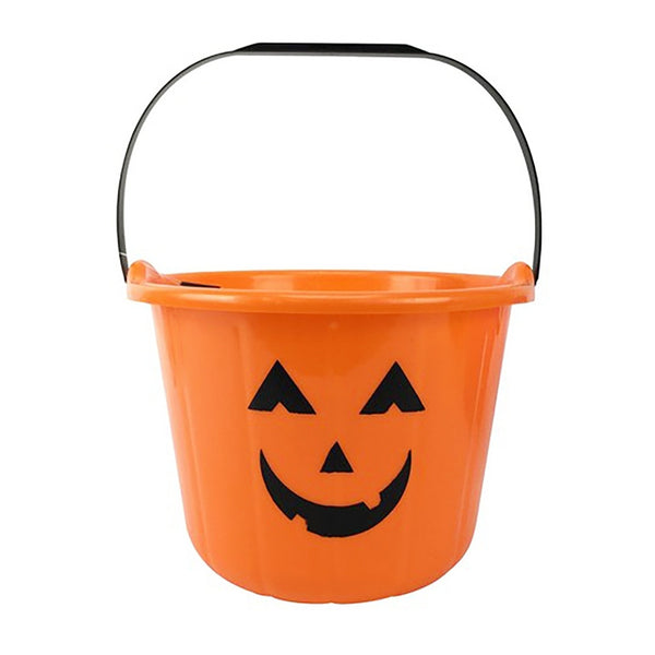Halloween Pumpkin Bucket | Orange Plastic, 18 x 18 x 17cm